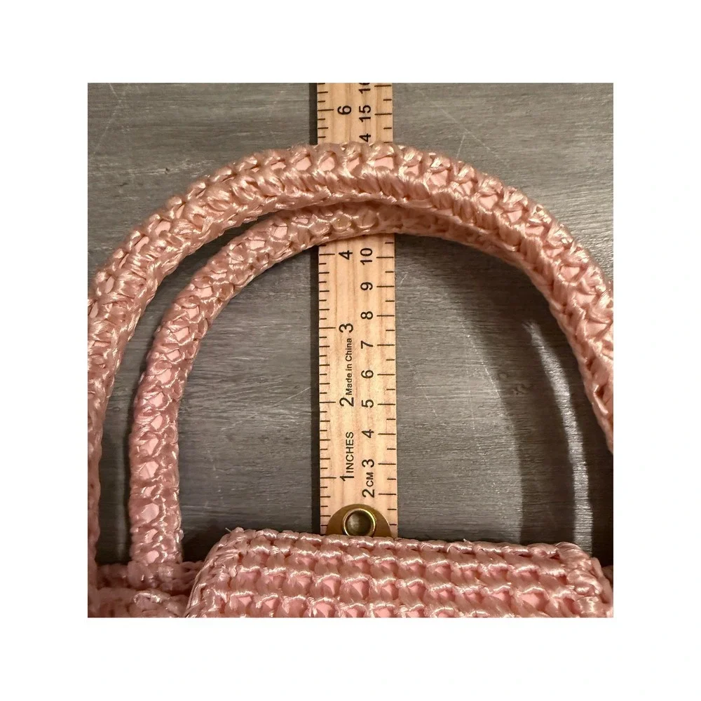 Barbiecore Vintage Pink Straw Handbag Pretty in Pink Made in Japan Turn Lock Bag